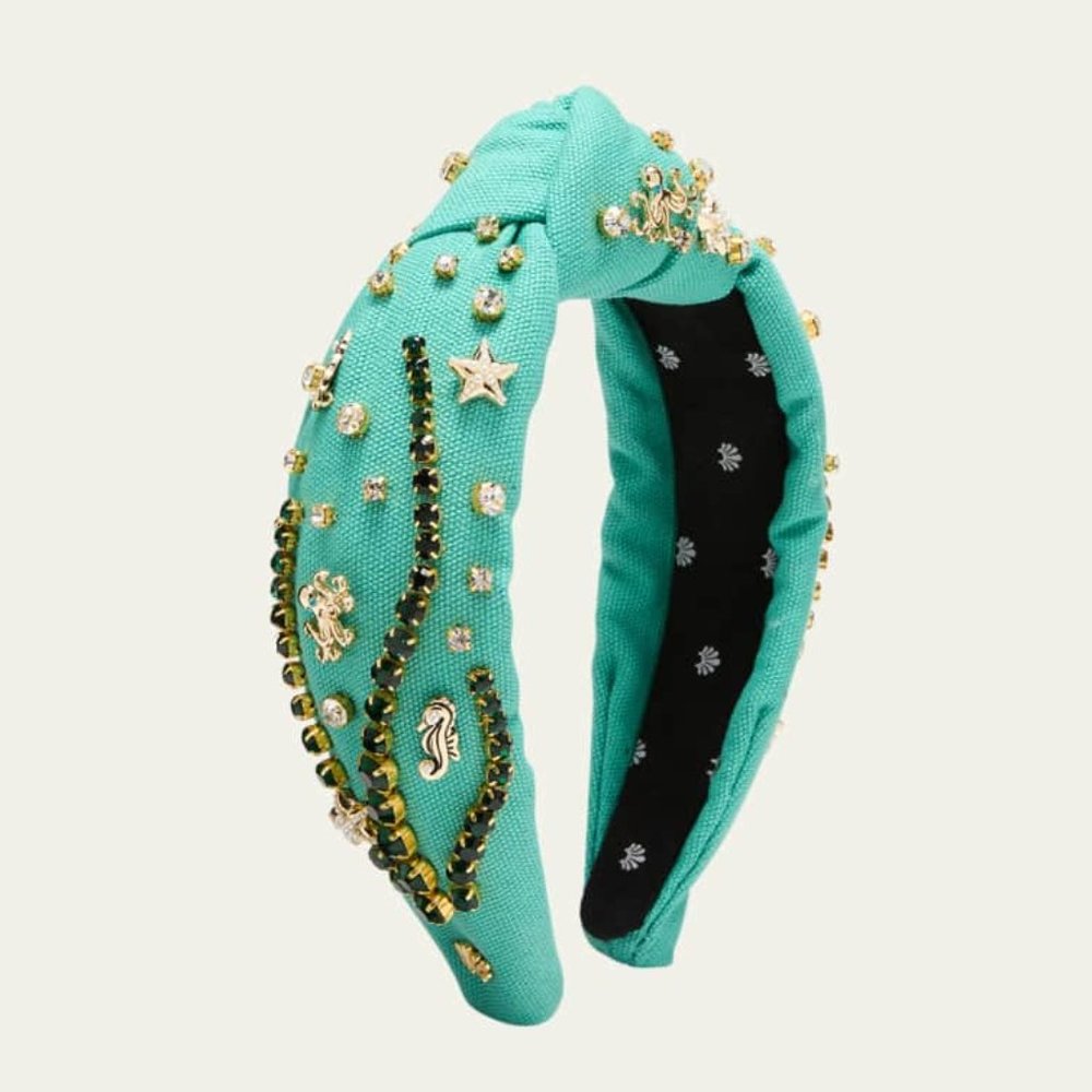 LELE SADOUGHI LAGOON SEA LIFE CRYSTAL TURQUIOSE SEA HORSE STAR KNOTTED HEADBAND